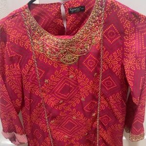 Elegant Red and Gold Women's Top